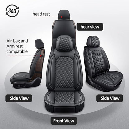 Seat Covers Full Set, Leather Car Seat Cover Fit for Sedan SUV Truck | Black Automotive Seat Covers,Waterproof, Front & Rear,Universal Car Seat Protector for For Families, Pets,Commuters - Image 6