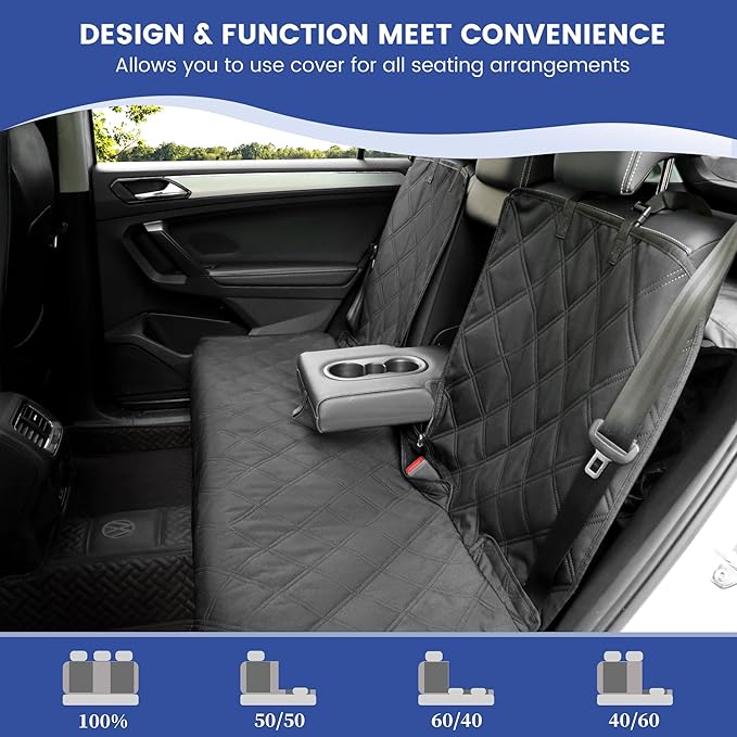 ALLANSING Back Seat Cover for Large SUVs Rear Split Bench - Heavy-Duty 900D Waterproof Non-Slip Car Seat Protector for Messy Kids & Drooling Dogs, Easy Clean(Black) - Image 4