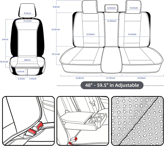 Elantrip Car Seat Cover Full Set Leather Waterproof Front Rear Cognac | 5-piece rich cognac leather set — luxury cabin makeover with full waterproof protection - Image 7