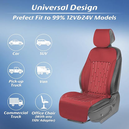2026 Upgraded Cooling Car Seat Cover Front Seat, 12V-24V Ventilated Cooling Car Seat Cushion, Cooled Seat Cover for Car SUV Truck Universal Fit, Bright Red - Image 6