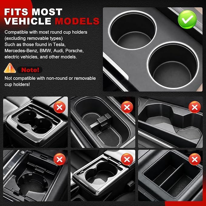 Car Desk for Laptop and Eating - 360°Rotating Cup Holder Table Tray -Black | Anti-Wobble Reinforced Support Compatible with Tesla Model 3/Y/S/X, Truck, SUV Non-slip Surface Fits 2.65"-3.15" Cup Holders - Image 4