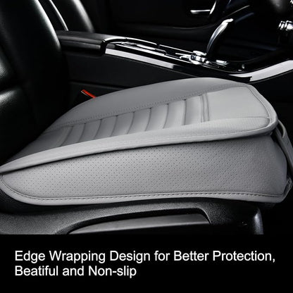2pc Edge Wrapping Comfortable Car Front Seat Covers, Seat Protectors, Anti-Slip Bottom Seat Cushion Covers for Auto with PU Leather(Gray) - Image 3