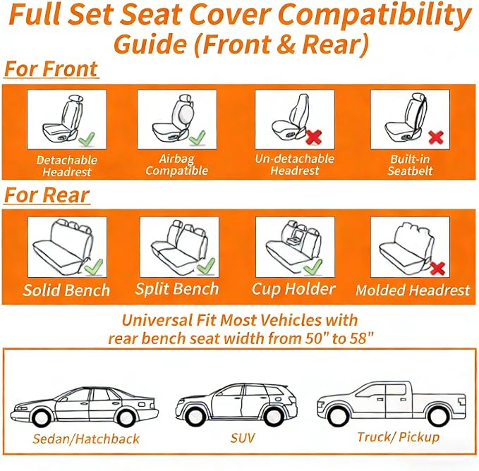 Black Thick Nappa Leather 3D Contoured Automotive Car Seat Covers Full Set | Univerasal Fit,Lumbar Support,3D Contoured,Semi Coverage,Waterproof,ThickTexture,for most Suvs Trucks Sedans - Image 9