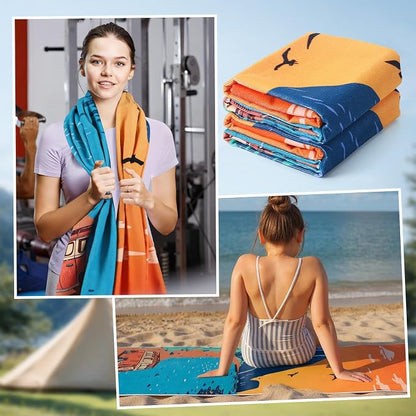 Hahafelt 2 Pack Car Seat Towel Covers Athletic Running Towel Performance Microfiber Post Workout Sweat Washable Cover Non Slip for Seat Outdoor Sport (Beach Camping) - Image 6