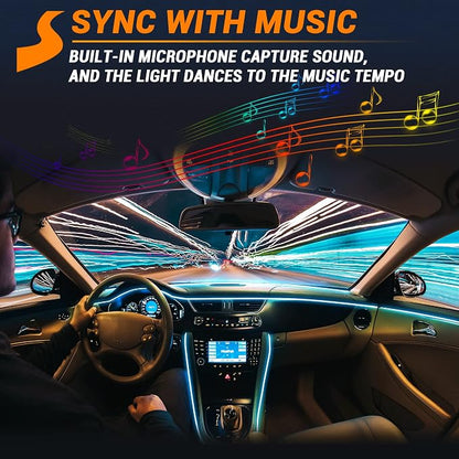 Interior Car LED Strip Lights 470 inches Fiber Optic tubing USB Powered RGB 10 in 1 Car Neon with Wireless APP and Remote Control, Ambient Lighting Kits 16 Million Colors,Sync to Music - Image 5