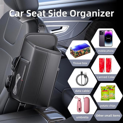 Car Tissue Holder for Front Seat (2 Pack) | Wide Refill Opening, 2 Side Mesh Pockets for Phones & Cards, Fits 150 Tissues, Durable PU Leather - Image 4