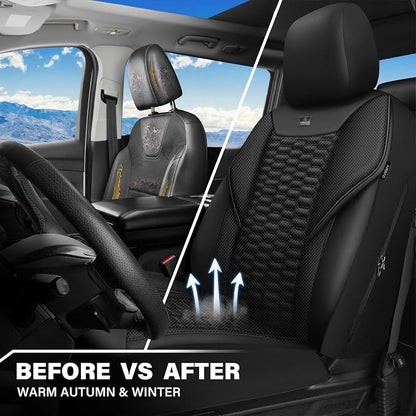 CAR PASS 3D Foam Mesh Leather Car Seat Covers Front Seats, Leather Mesh Front Seat Covers for Car,Breathable Universal Fit for SUV Truck Sedan Van Automotive, Armrest Airbag Compatible,Black - Image 6