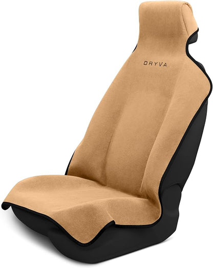 DryvaSeat - Premium Microfiber Towel Car Seat Cover - Waterproof & Sweatproof - Universal Fit, Machine Washable, Non-Slip - Seat Protector for Car, Truck, SUV, Van (Tan, 1 Pack) by Dryva
