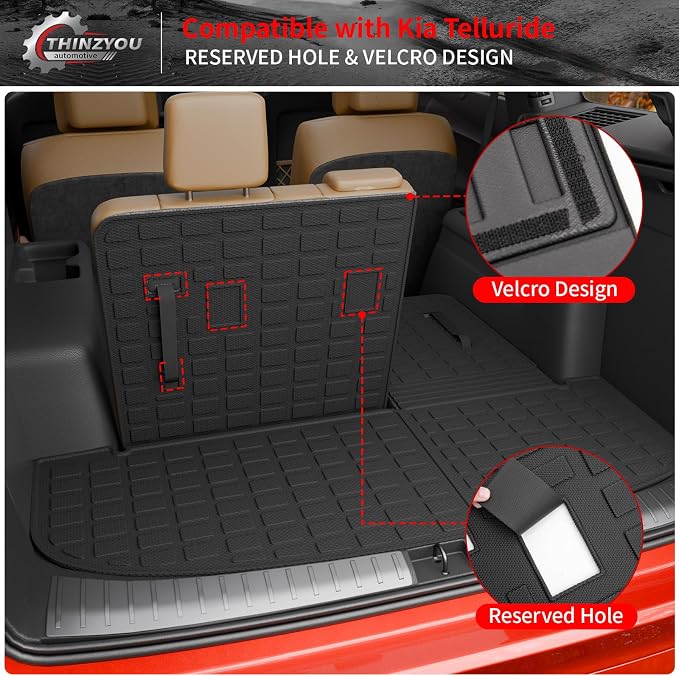 Floor Mats for 2020-2025 Kia Telluride 7&8 Seats (NOT for 2027) | Trunk Mat Cargo Mat Cargo Liner TPE All Weather Back Seat Cover 2024 Telluride Accessories - Image 7