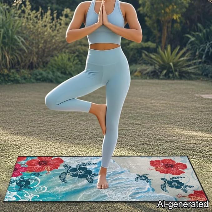 Horeset Hibiscus & Sea Turtle Hawaii Car Seat Towel Cover – Multi-Function Absorbent Beach & Gym Towel, Sweat Proof Soft Seat Protector for SUV Truck Sedan - Image 3
