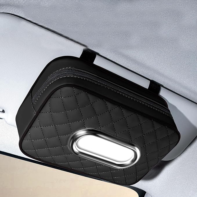 Car Tissue Holder Black | Extra Large Capacity car Tissue Box can Hold 130-180 tissues per Box, Size: 7.9"x5.1"x2.4" - Image 2