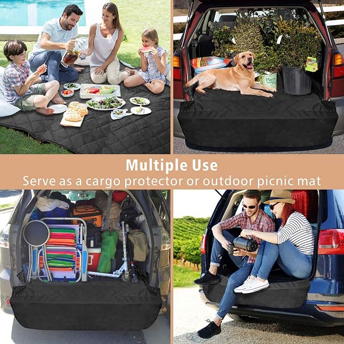 F-color SUV Cargo Liner for Dogs - Heavy Duty Trunk Cover for Full-Size SUV | Pet Cargo Cover with Bumper Flap Protector, Non-Slip Car Trunk Mat, Dog Car Seat Cover Prevents Scratches Pet Hair Mud Dirt - Image 6