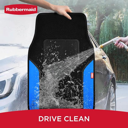 Rubbermaid Car Mats, Carpeted Floor Car Mat with Faux Leather & Built-in Heel Pad, Two-Tone Car Rug Floor Mats, Stylish Carpeted Floor Mats for Cars, Trucks & SUVs Blue Color - Image 5