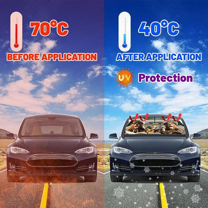 CHILL·TEK Funny Car Windshield Sun Shade Umbrella, Funny Bear Car Sun Shade Umbrella, Block UV Rays Heat Foldable Windshield Umbrella Sun Visor Protector - Keep Vehicle Cool for Cars SUV - Image 3