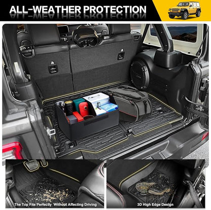 Cargo Mats for 2018-2026 Jeep Wrangler JL 4X4 Floor Liners with Trunk Mat All Weather TPE Protector Rear Floor Trunk Liners for 18-26 Wrangler JL 4X4 4 Door Accessories - Image 5