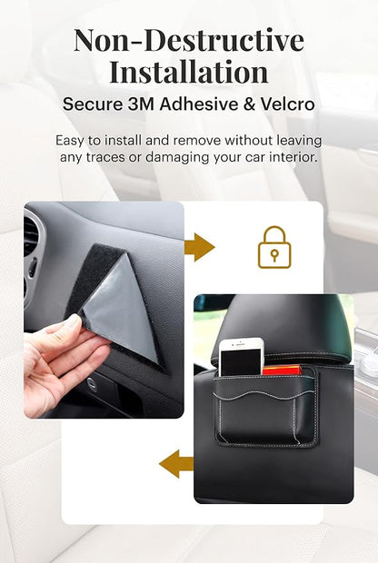 Car Seat Side Pocket Organizer, PU Leather Auto Console Gap Filler Pouch, Vehicle Door Window Dash Storage Bag, Automotive Interior Accessories, Universal for Most Cars (Black) - Image 4