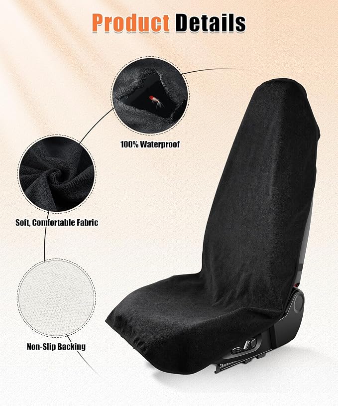 Universal Car Seat Covers Towel Front Seats, Waterproof Non-Slip Protector for Gym Workout, Running and Swimming, Car Accessories Interior for Women and Man Cars, Trucks, SUVs, Jeep(1PCS) - Image 3