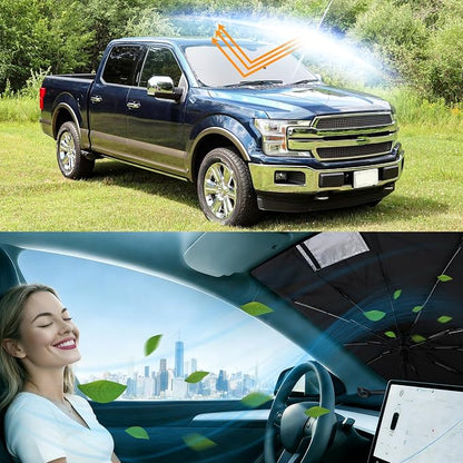 Windshield Sun Shade Umbrella for 2015-2020 Fo-rd F150 | Full covered for windshield, Block UV Rays, Heat Reduction, Easy to install, Durable & Fold Up Small - Image 6