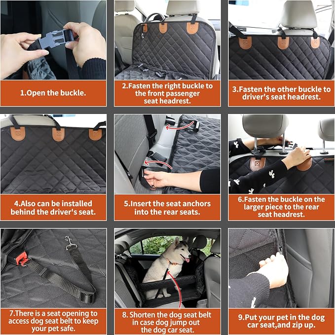 Dog car seat Cover for Back seat Hard Bottom Half Dog car seat Cover Passenger Friendly Back seat Extender for Dogs - Image 4