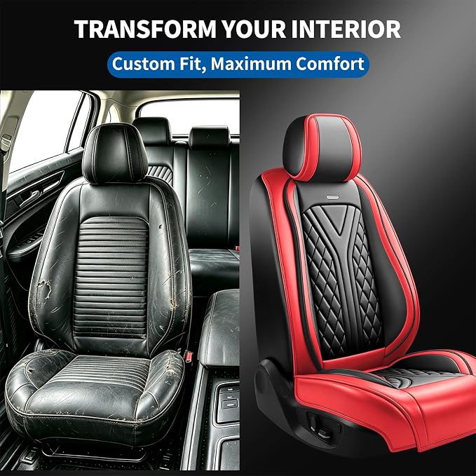 for Subaru Impreza 2012-2026 Car Seat Covers, Full Set, Red | Luxury Full Coverage Leather Seat Protectors, Waterproof Breathable, Non-Slip, Easy to Install, Airbag Compatible, All-Season - Image 5