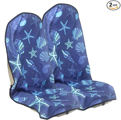 Car Seat Cover Protector Front Seats,for Gym Workout,Running,Swimming,Beach and Hiking,Waterproof Sweat Towel Bucket Seat Covers for Cars SUV Trucks (Conch Shells Starfish, 2Pcs) by LoyaGour