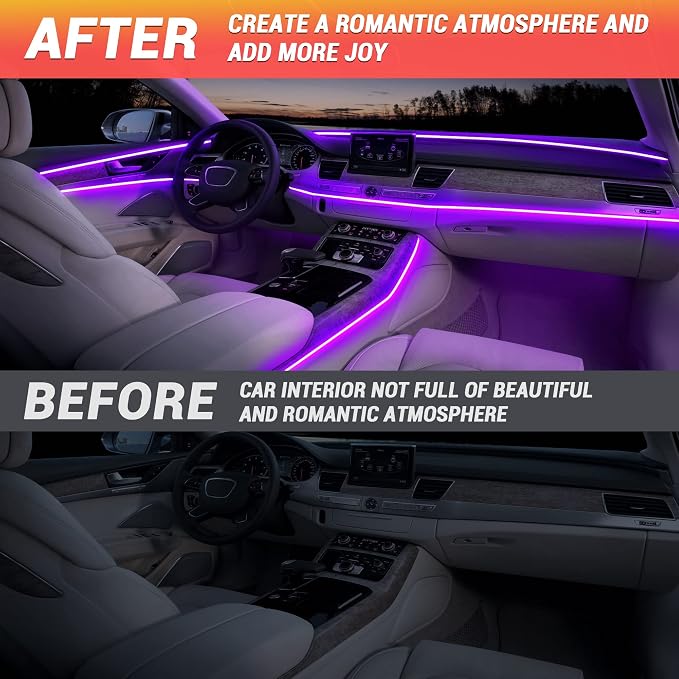Interior Car LED Strip Lights 470 inches Fiber Optic tubing USB Powered RGB 10 in 1 Car Neon with Wireless APP and Remote Control, Ambient Lighting Kits 16 Million Colors,Sync to Music - Image 7