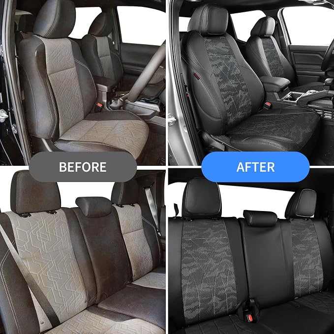 EKR Tacoma Leather Car Seat Covers Custom Fit for Toyota Tacoma 2012 2013 2014 2015 (Regular Seats) - Truck Seat Covers Full Set,Faux Leather(Black/Gray Camo A63) - Image 6