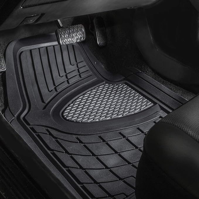 FH Group Premium Liners Tall Channel Trimmable All Weather Rubber Full Set Car Floor Mats (Gray) w. Trimmable All-Season Cargo Liner (Black) - Universal Fit for Cars Trucks and SUVs - Image 2
