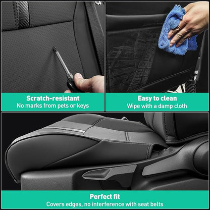 DiffCar® for Toyota Tacoma Seat Covers 2024 2025 2026 Double Cab, Black | Full Set Seat Covers, Faux Nappa Leather Truck Accessories for Tacoma 4th Gen(Gas Only),Custom Fit Car Pickup Seat Protectors - Image 6