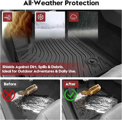 T TGBROS for GMC Acadia Floor Mats 2017-2023 All-Weather Full Set Custom Fit TPE Liners Back Seat Protector Cargo Liner Trunk for Acadia Accessories 7PCS(6-seat) - Image 3