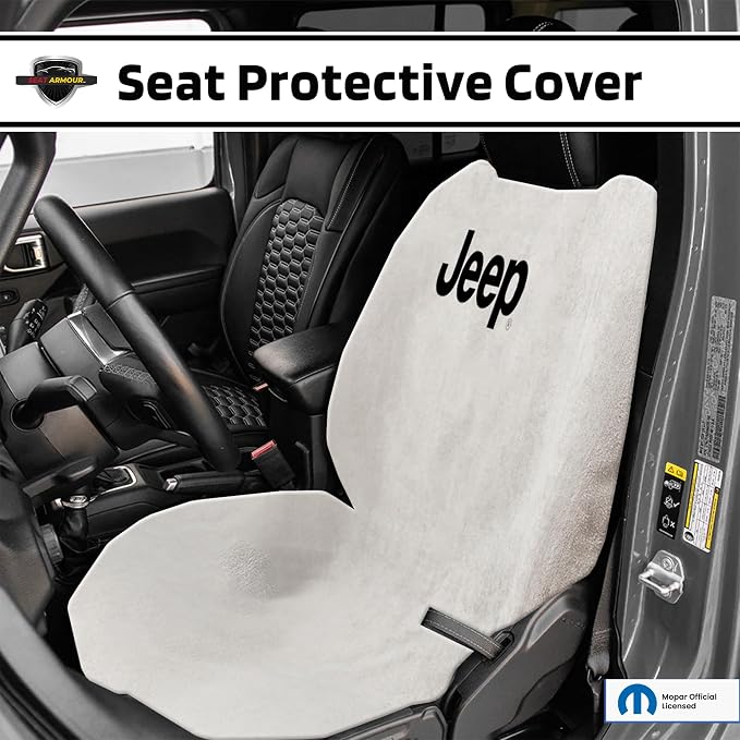 Seat Armour Seat Protector Towel for Jeep - Soft Machine Washable Jeep Seat Cover Towel - Easy to Install, Multipurpose Jeep Seat Towel - Gray - Image 2