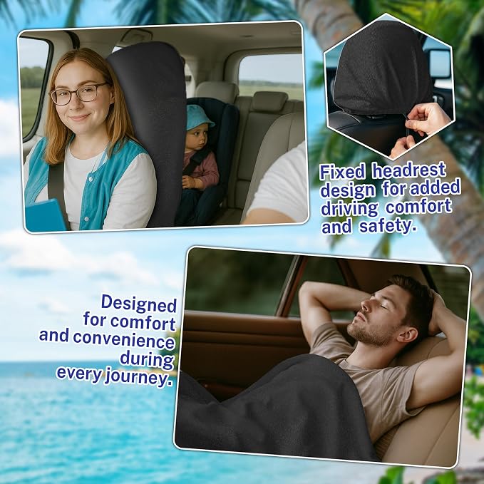 2 Pack Car Seat Towel Covers for Gym, Front Seats, Black | Black Sweat Protector for Front Seats Premium Thickened with Elastic Strap Breathable & Quick Dry Machine Washable Running - Image 4