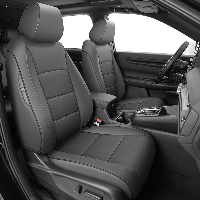 Custom Fit Seat Covers for Honda CRV 2023 2024 2025 2026 | Front&RearFull Set Car Seat Cover Faux Leather Gray by AOMSAZTO