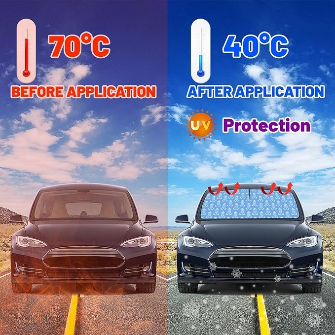 Socira Clean Funny My Balls Car Windshield Sunshade Umbrella Car Foldable Umbrella Sunshade for Front Window UV Reflector Auto Windshield Umbrella Sun Shades Cover for Most Vehicles 57'' X 30'' - Image 5