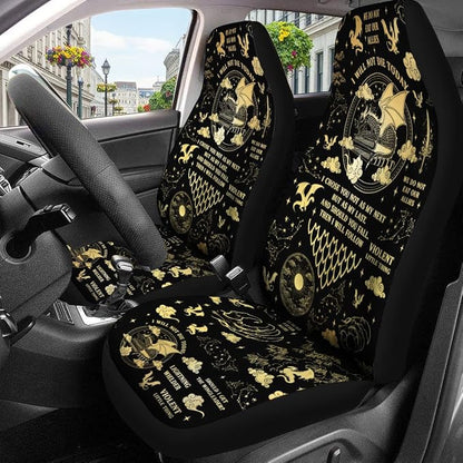 GENANY Winged Dragon Academy Car Seat Covers, 2-Piece Front Seat Set | 2-piece polyester front seat cover set, each 49.5 x 19.6 inches, with adjustable straps and hooks - Image 3