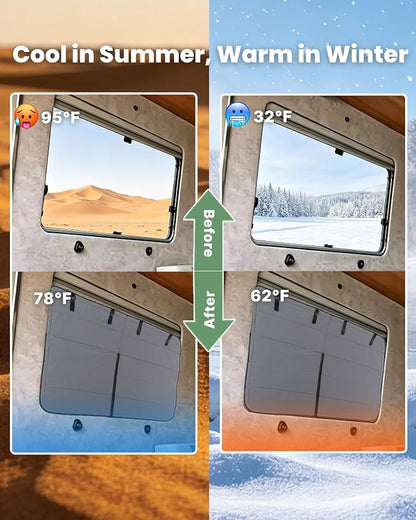 MELIPRON Crew Window Cover Fit for Mercedes Sprinter 170"/170" ext | NCV3 & VS30 2007-2026, 2 Folding Ventilation Panels, Magnetic Insulated Blackout Privacy Shade for Campers & Van Lifers, Gray - Image 5