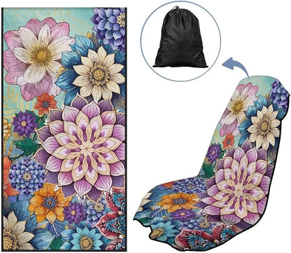 SEANATIVE Dahlia Floral Print Seat Cover Universal Car Sport Towel Seat Cushion Sweat-Absorbent Towel Cloth Suitable for All Seasons Beach Seat Cover Washable - Image 5