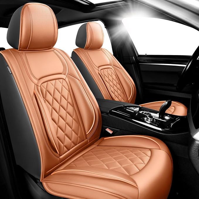 Fit RAV4 Premium Leather Car Seat Covers for Toyota RAV4 2007-2025 2026 - Waterproof，Breathable，All-Weather Seat Cushion Protecto & Airbag Compatible, 2 Front Seat Brown by Unknown