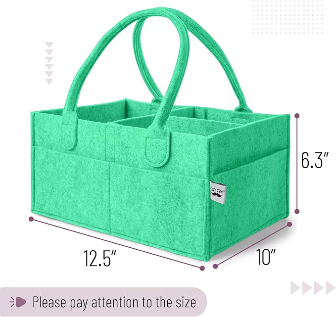 Mr. Pen- Baby Diaper Caddy Organizer, Green | Nursery Storage Bin and Car Organizer for Diapers and Baby Wipes - Image 2