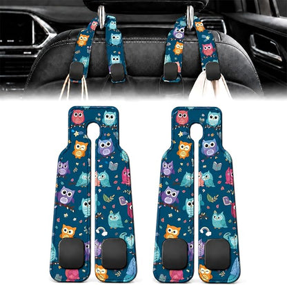 2 Pack Colorful Owl Car Headrest Hooks for Purses Bag Seat Back Hanger | Cute Owl Pattern Car Accessories Metal Hook,Bird Lover Gifts for Women,PU Leather Double Hook for Backseat Organizer by Unknown