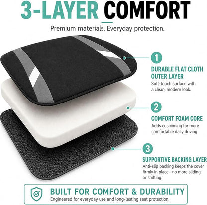 FH Group Front Set Cloth Car Seat Covers for Low Back Seats with Removable Headrest, Universal Fit, Airbag Compatible Seat Cover for SUV, Sedan, Van, Gray - Image 3