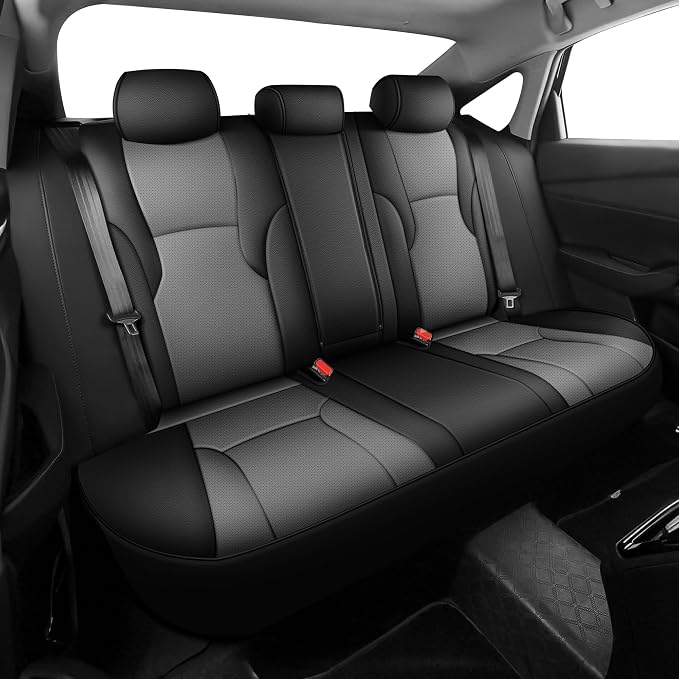 AOMSAZTO Custom Fit Seat Covers for Honda Accord 2023 2024 2025 2026 | EX,EX-L,Hybrid,Sport,Touring(RearRow W/40/60 Split Backrest)Full Set Faux Leather Compatible Airbag Seat Protector Black&Gray - Image 2
