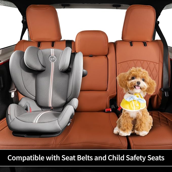 EKR Car Seat Covers for Subaru Forester 2025(Only Base),Full Set | Custom Fit for Subaru Forester Base 2025,360°Protection,Pet Friendly,Faux Leather(Brown) - Image 8
