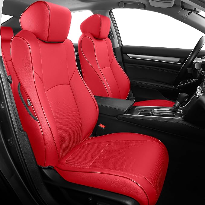 AOMSAZTO Custom Fit Car Seat Covers for Honda Accord 2018-2022 | EX-L,Touring,Sport,EX,Hybrid(Not for LX)-Faux Leather Waterproof Airbag Compatible Accord Seat Covers Full Set Red by AOMSAZTO