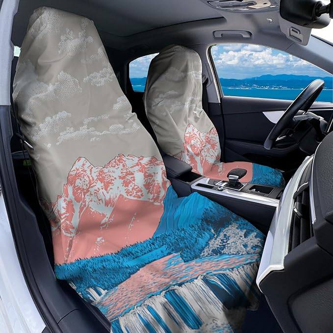 2 Pack Car Towel Seat Covers with Storage Bag, Multifunctional Towel for Gym Outdoor Sport, Picnic, Beach, Pet Dog Travel,Non-Slip Washable Car Seat Protector (Waterfall) - Image 2