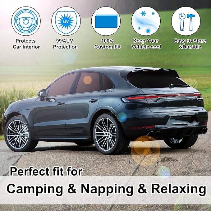 TINGLU Window Shades 8PCS for Porsche Macan 2014-2024 Accessories Car Side Full Windows Rear Triangular Windshield Sun Shade Sun UV Rays & Privacy Protection for Camping,Napping,and Relaxing - Image 6
