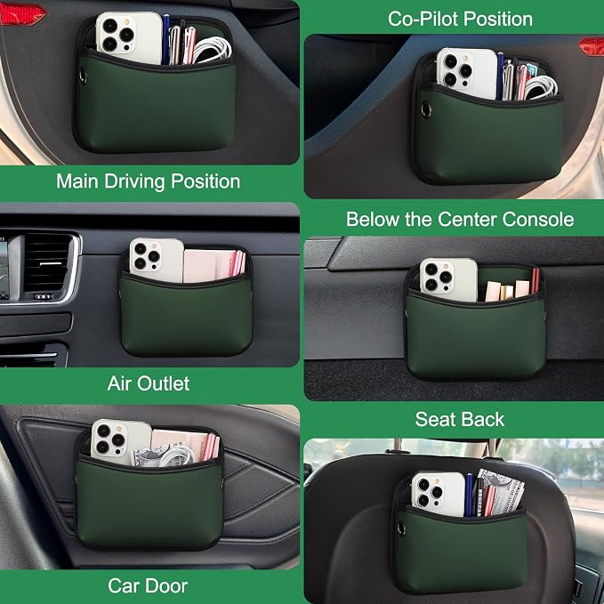 Accmor Universal Car Pocket Organizer - PU Leather Pouch for Seat, Door, Window, Console - Holder for Cards, Trash, Cell Phone, Sunglasses - Image 6
