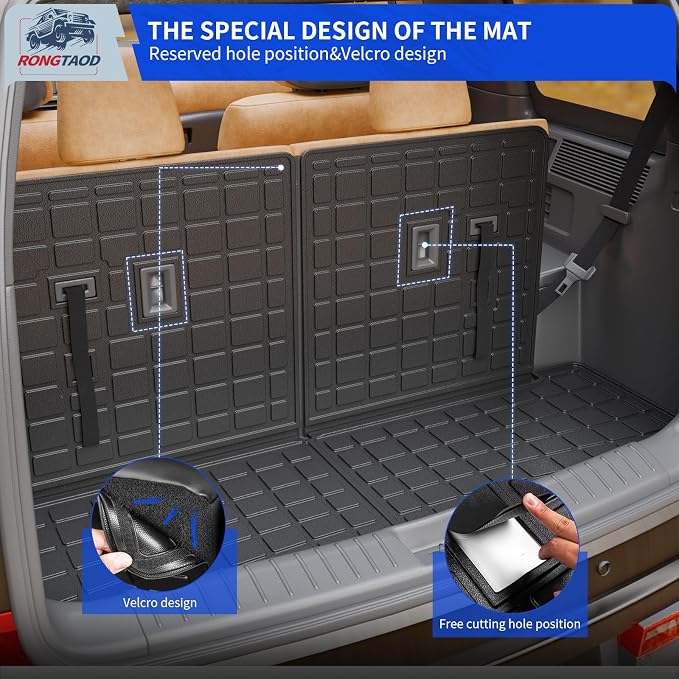Rongtaod Trunk Mat with Backrest Mat for 2024 2025 2026 Hyundai Santa Fe | Cargo Mat Cargo Liner TPE All Weather Back Seat Cover Protector Santa Fe Accessories - Image 5