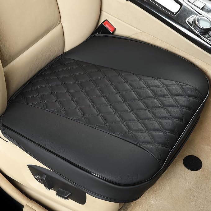 Black Panther PU Car Seat Cover, Front Seat Protector Compatible with 90% Vehicles,Embroidery,Anti-Slip & Full Wrapping Bottom (W 21.26ׄ 20.87 Inch)(1Piece,Black) by Black+Panther