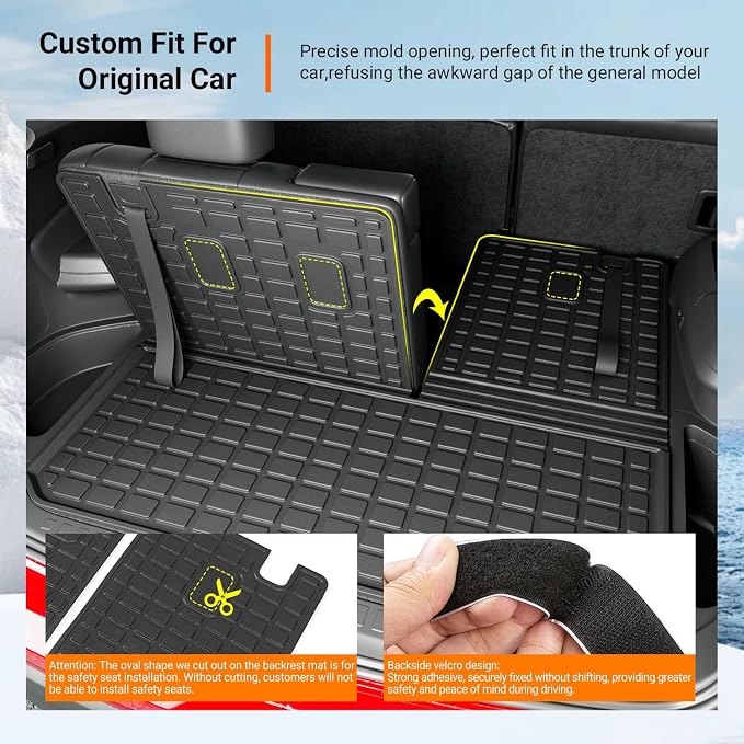 powoq Cargo Mat Trunk Mat Compatible with 2016-2026 Honda Pilot (No Elite) | TPE All Weather Protection , Durable Replacement for 2016-2026 Honda Pilot Accessories (Trunk Mat with Backrest Mat) - Image 2